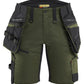 Blaklader Dames Striker Short 71751149 2-weg stretch afneembare gereedschapszakken donker herfstgroen-zwart(4298)