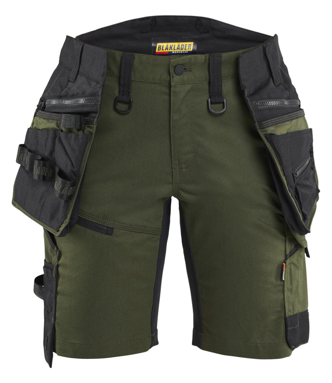 Blaklader Dames Striker Short 71751149 2-weg stretch afneembare gereedschapszakken donker herfstgroen-zwart(4298)