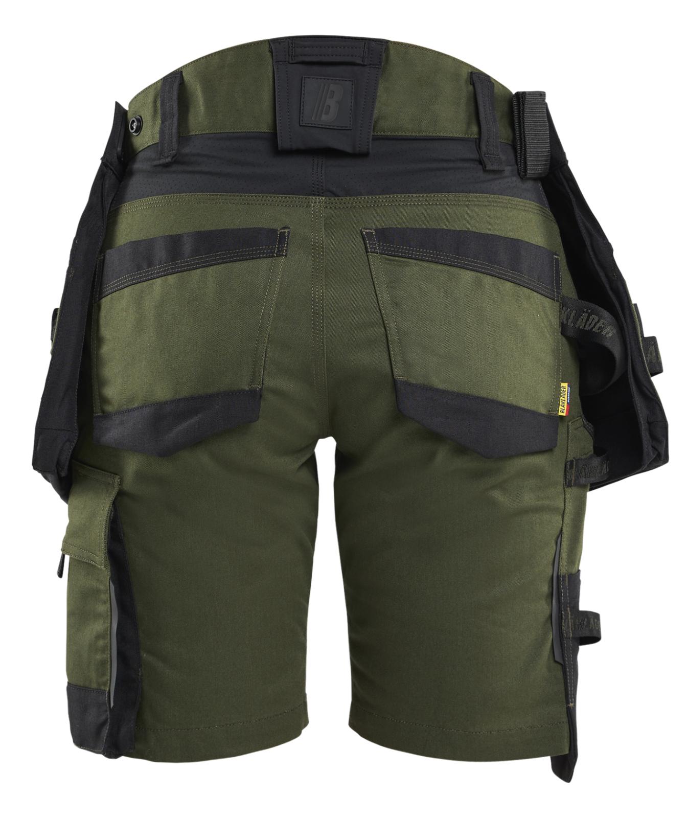 Blaklader Dames Striker Short 71751149 2-weg stretch afneembare gereedschapszakken donker herfstgroen-zwart(4298)