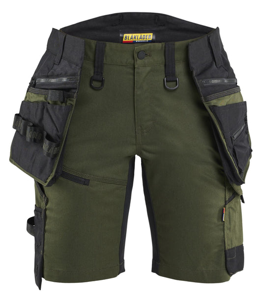 Blaklader Dames Striker Short 71751149 2-weg stretch afneembare gereedschapszakken donker herfstgroen-zwart(4298)