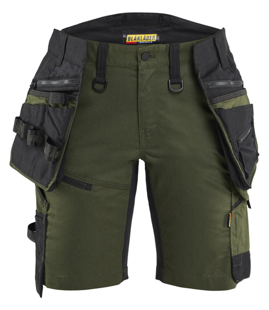 Blaklader Dames Striker Short 71751149 2-weg stretch afneembare gereedschapszakken donker herfstgroen-zwart(4298)