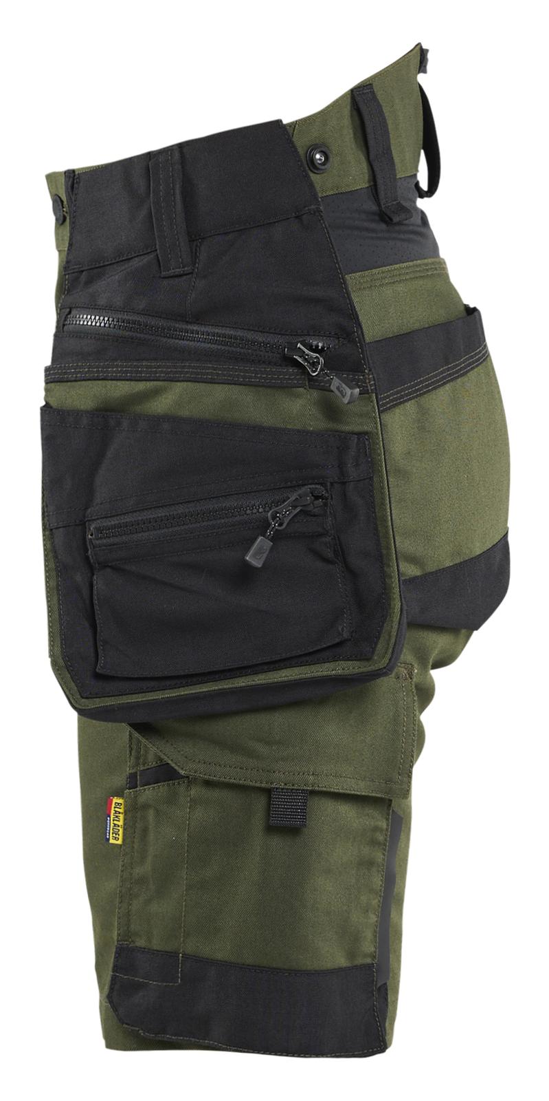 Blaklader Dames Striker Short 71751149 2-weg stretch afneembare gereedschapszakken donker herfstgroen-zwart(4298)