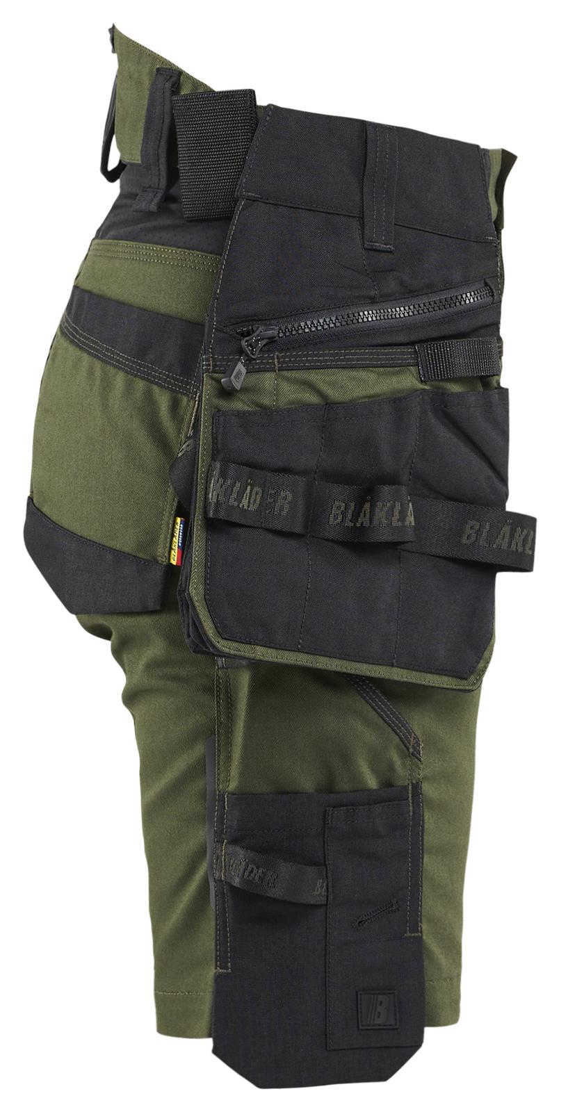 Blaklader Dames Striker Short 71751149 2-weg stretch afneembare gereedschapszakken donker herfstgroen-zwart(4298)