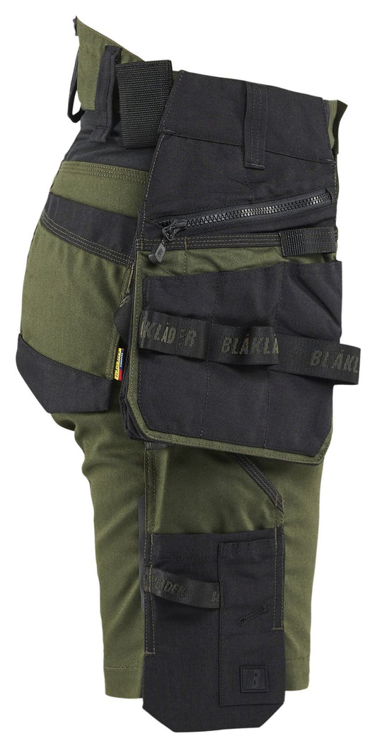 Blaklader Dames Striker Short 71751149 2-weg stretch afneembare gereedschapszakken donker herfstgroen-zwart(4298)