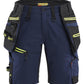 Blaklader Dames Striker Shorts 71751149 stretch afneembare gereedschapszakken donker marineblauw-fluo geel(8633)