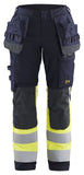 Blaklader Multinorm Werkbroeken 71851512 dames inherent marineblauw-fluo geel(8933)