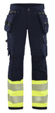 Blaklader High Vis Dames Werkbroeken 71931642 stretch HiVis marineblauw-fluo geel(8933)