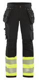 Blaklader High Vis Dames Werkbroeken 71931642 stretch HiVis zwart-fluo geel(9933)