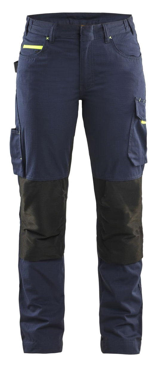 Blaklader Service Dames Werkbroeken 71951330 dames stretch donker marineblauw-fluo geel(8633)