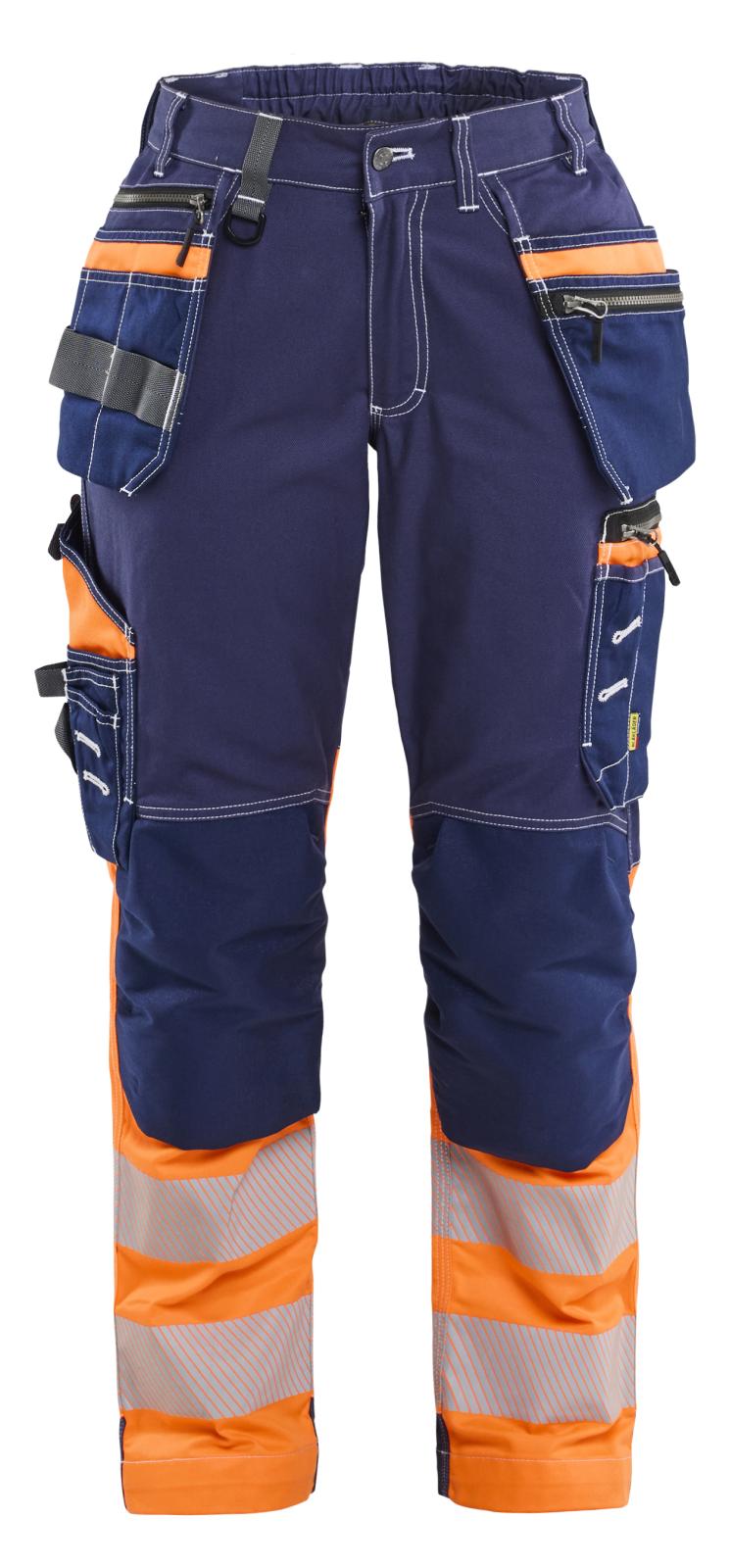 Blaklader Dames High Vis Werkbroek 71961370 Stretch gereedschapszakken HiVis marineblauw-oranje(8853)