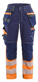 Blaklader Dames High Vis Werkbroek 71961370 Stretch gereedschapszakken HiVis marineblauw-oranje(8853)