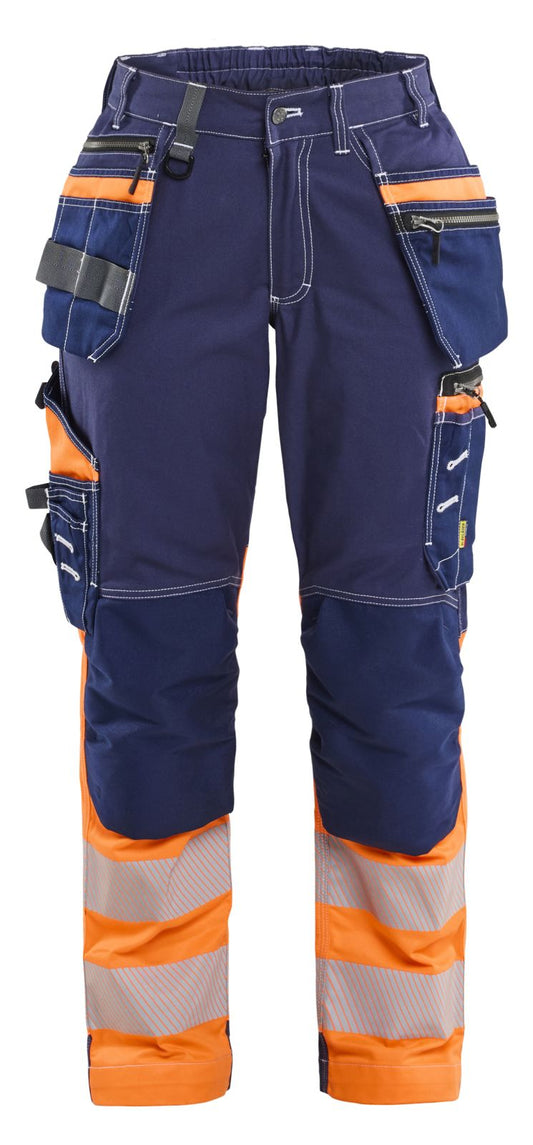 Blaklader Dames High Vis Werkbroek 71961370 Stretch gereedschapszakken HiVis marineblauw-oranje(8853)