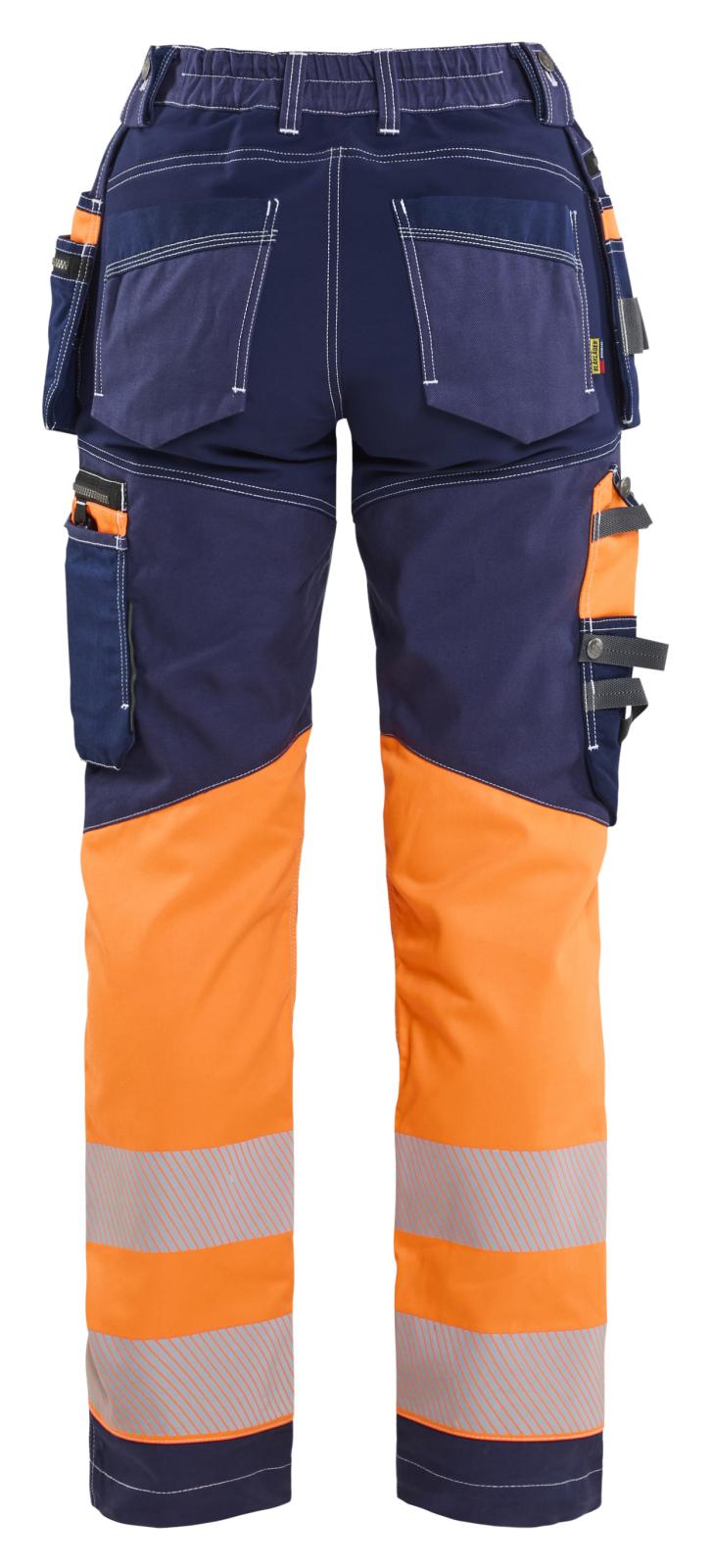 Blaklader Dames High Vis Werkbroek 71961370 Stretch gereedschapszakken HiVis marineblauw-oranje(8853)