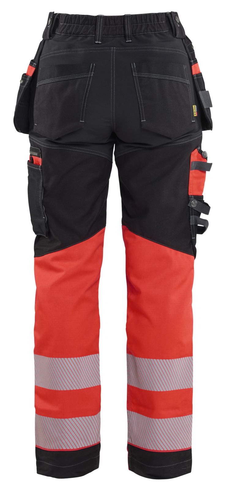 Blaklader Dames High Vis Werkbroek 71961370 Stretch gereedschapszakken HiVis zwart-fluo rood(9955)