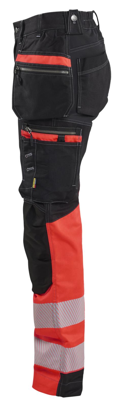 Blaklader Dames High Vis Werkbroek 71961370 Stretch gereedschapszakken HiVis zwart-fluo rood(9955)
