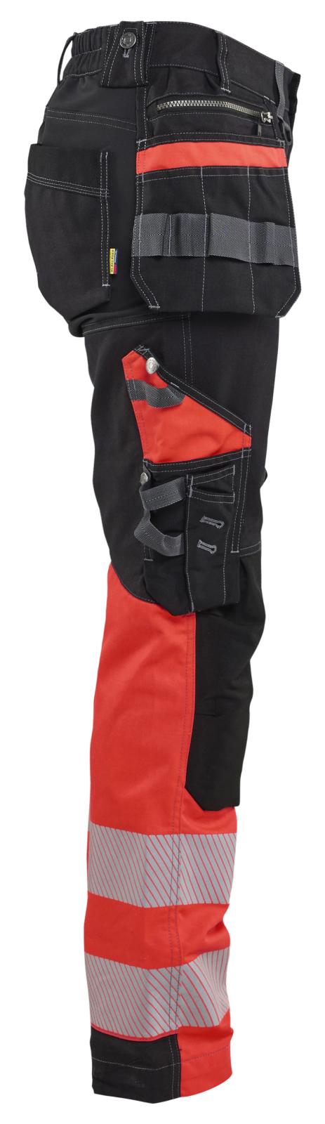 Blaklader Dames High Vis Werkbroek 71961370 Stretch gereedschapszakken HiVis zwart-fluo rood(9955)