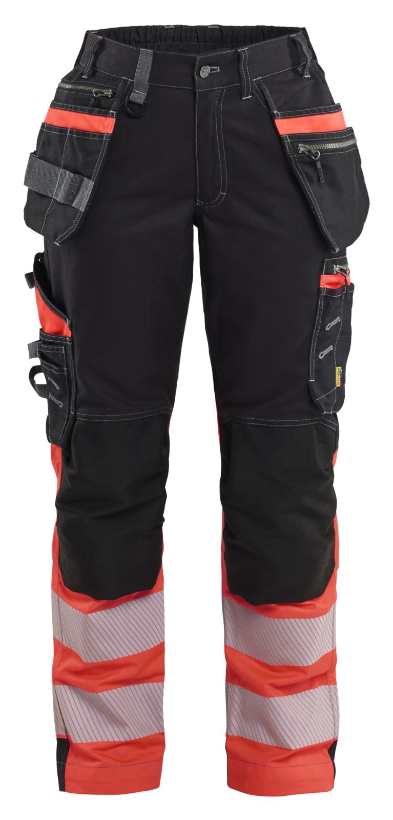 Blaklader Dames High Vis Werkbroek 71961370 Stretch gereedschapszakken HiVis zwart-fluo rood(9955)