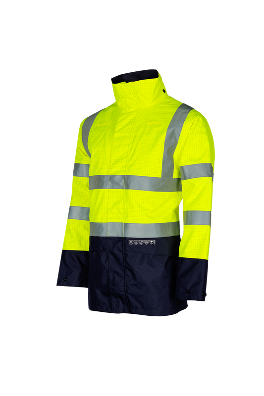 Sioen jas Elliston multinorm fluo geel-marine