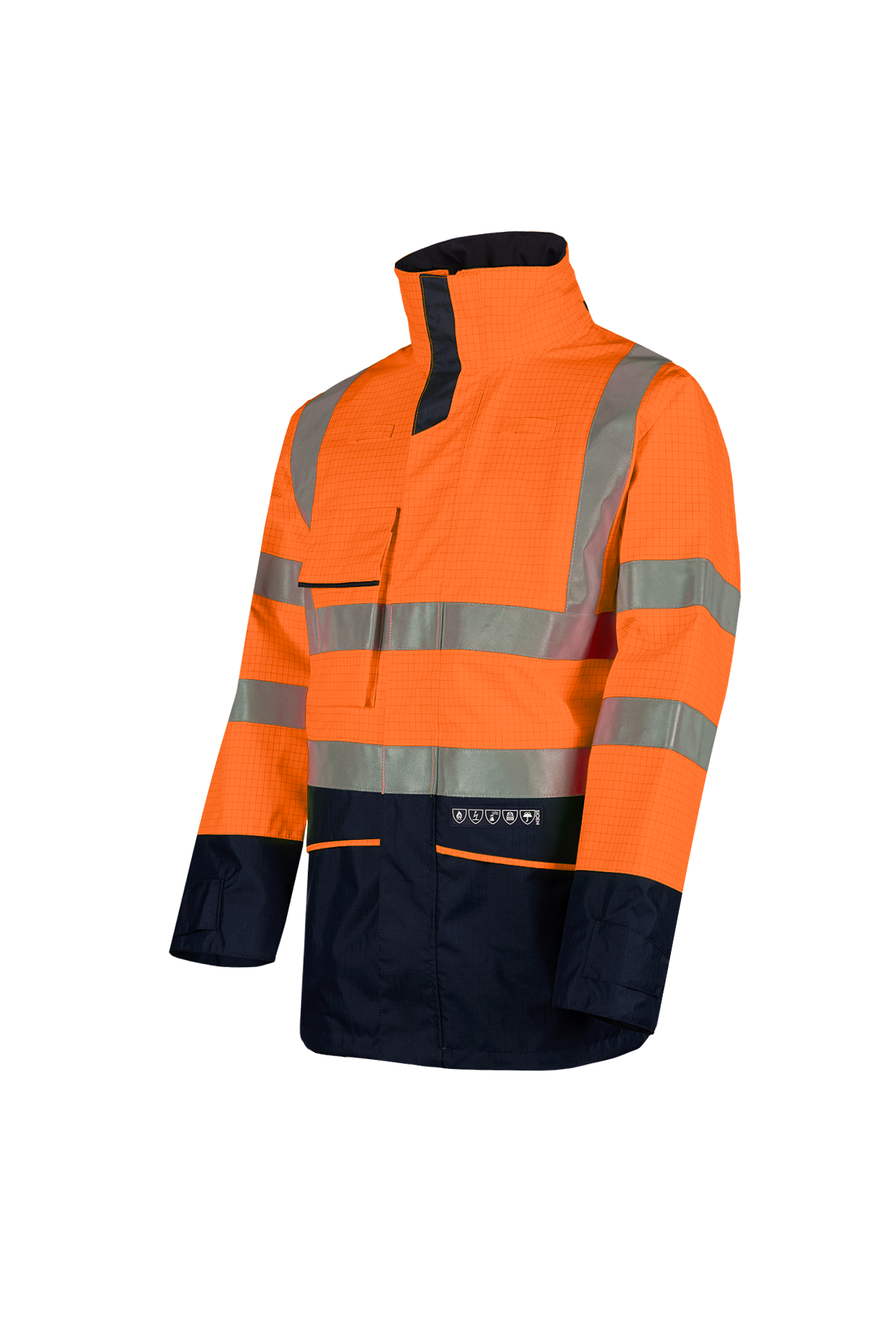 Sioen parka Hedland multinorm fluo oranje-marineblauw