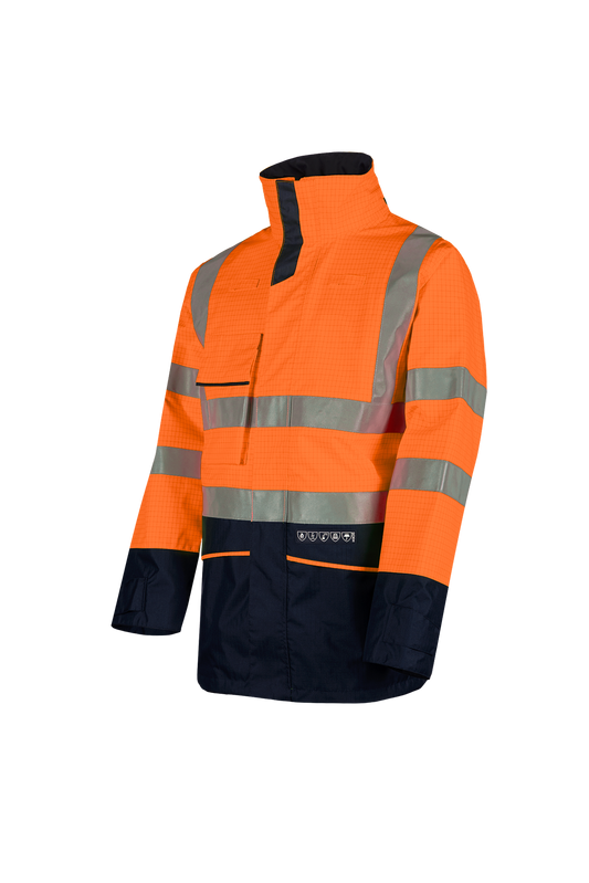 Sioen parka Hedland multinorm fluo oranje-marineblauw