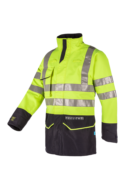 Sioen jas arc Nash multinorm fluo geel-marine