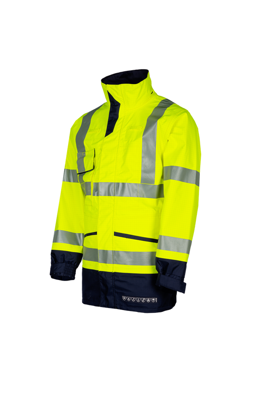 Sioen regenjas Falcon multinorm fluo geel-marine