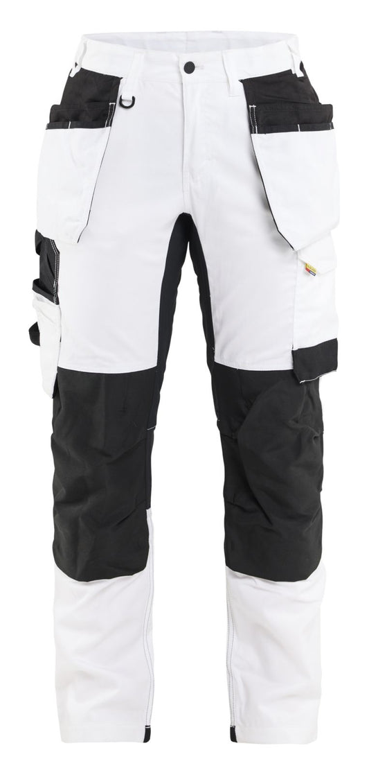 Blaklader Dames Werkbroek 72321832 schilders stretch gereedschapszakken wit-zwart(1099)