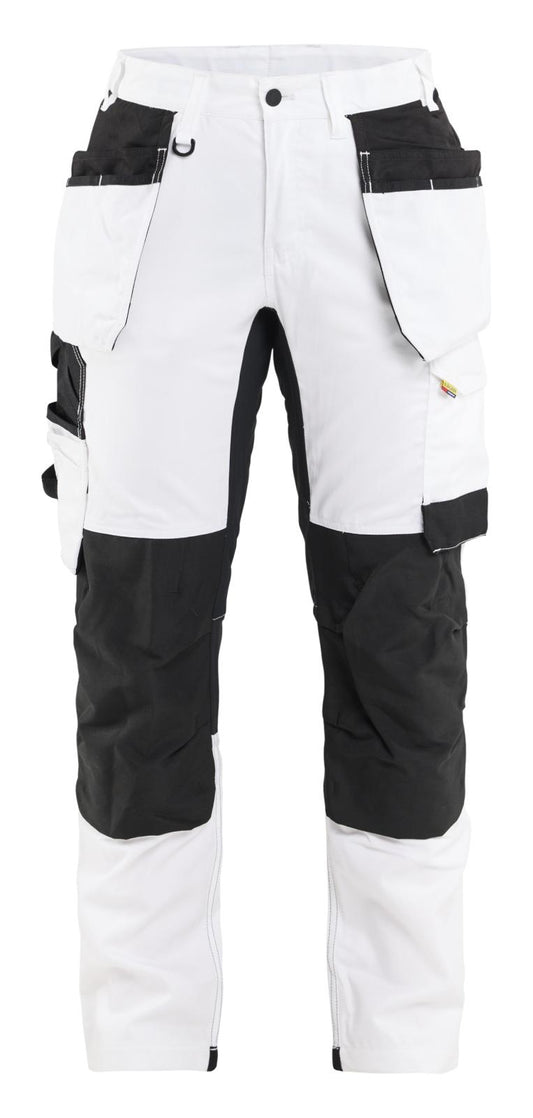 Blaklader Dames Werkbroek 72321832 schilders stretch gereedschapszakken wit-zwart(1099)