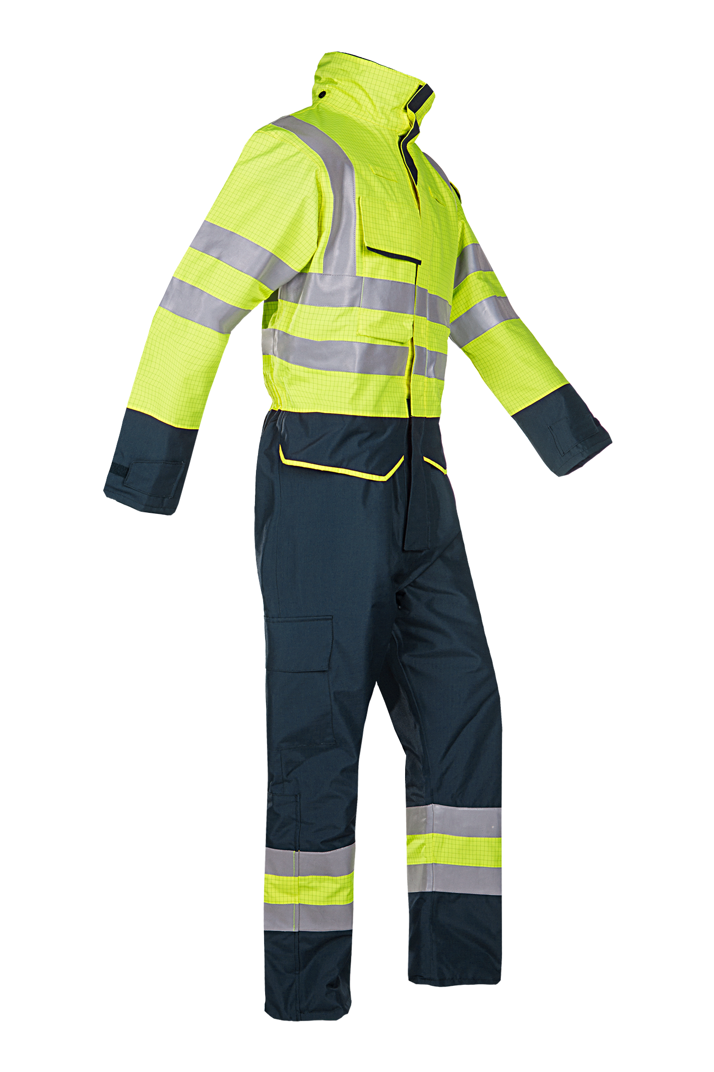 Sioen overall Carret multinorm fluo geel-marine