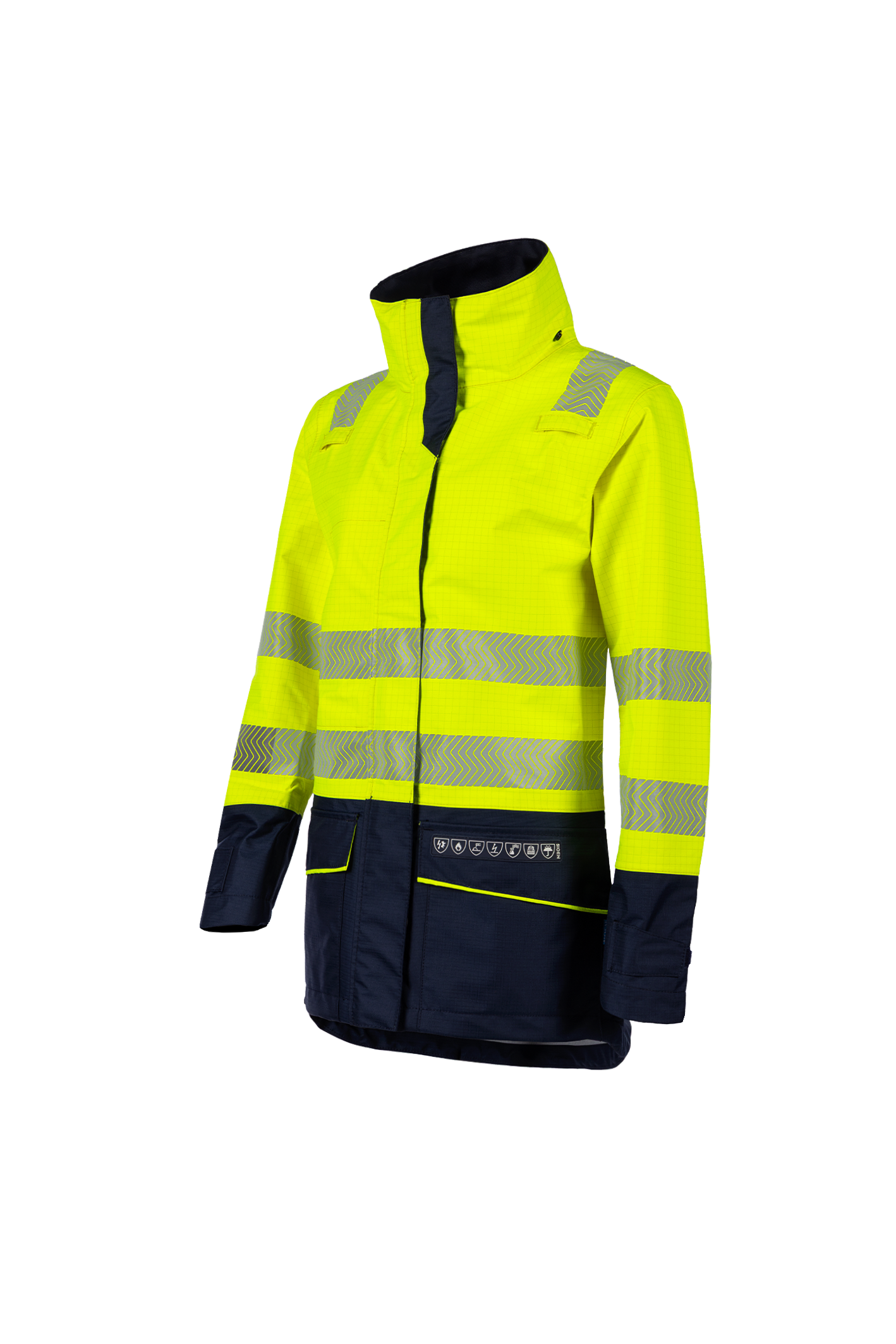 Sioen damesjassen Vaski multinorm fluo geel-marine