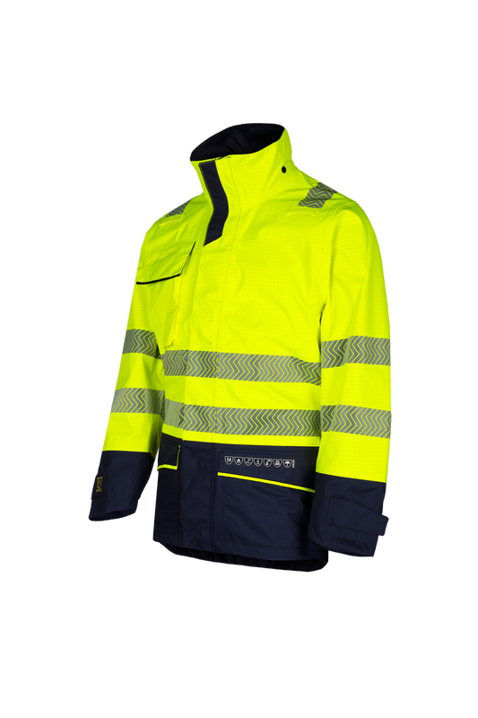 Sioen jassen Talsi multinorm fluo geel-marine