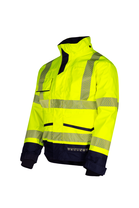 Sioen arc blouson Frovik multinorm HiVis fluo geel-marine