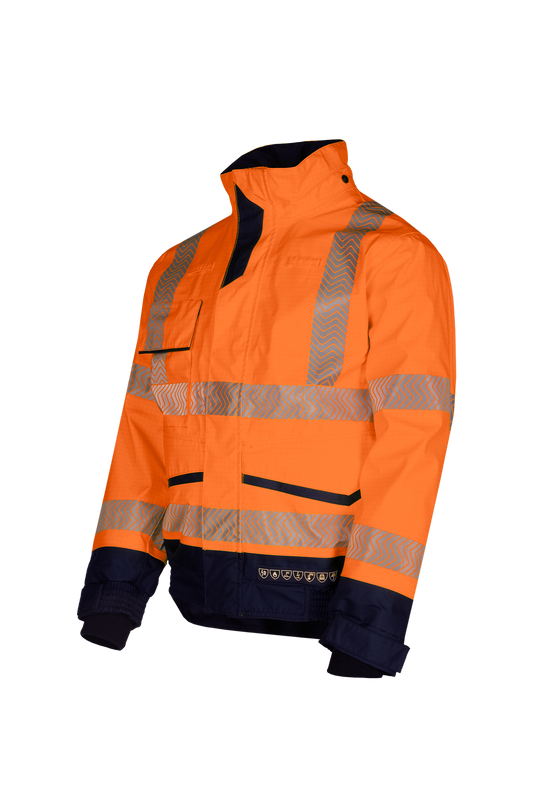 Sioen arc blouson Frovik multinorm HiVis fluo oranje-marineblauw