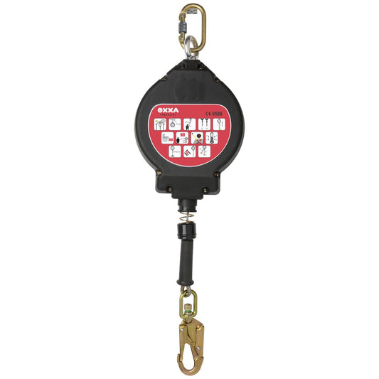 OXXA Essential Valstopapparaat Mikeno 4177 met staalkabel 15m 12kN zwart-rood