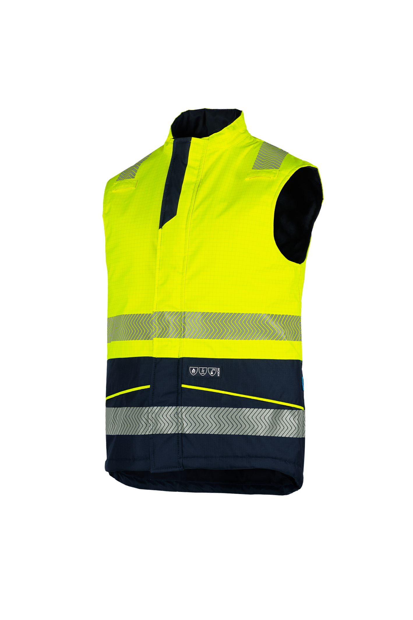 Sioen Bodywarmers Flaxton Multinorm fluo geel-marineblauw