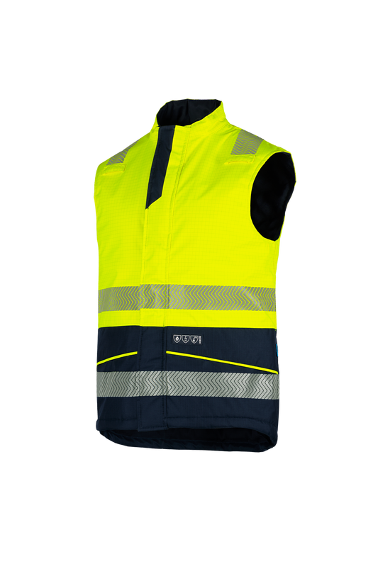 Sioen Bodywarmers Flaxton Multinorm fluo geel-marineblauw