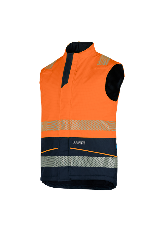 Sioen Bodywarmers Flaxton Multinorm fluo oranje-marineblauw