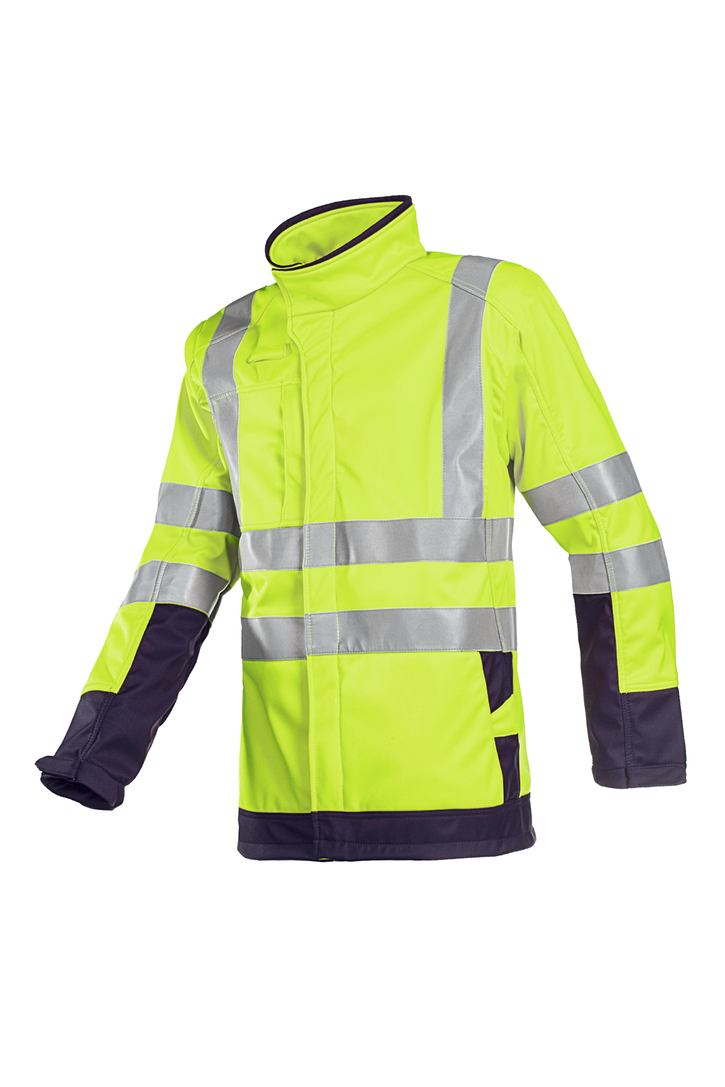 Sioen Jassen Playford softshell Multinorm ARC HiVis inritsbaar fluo geel-marineblauw