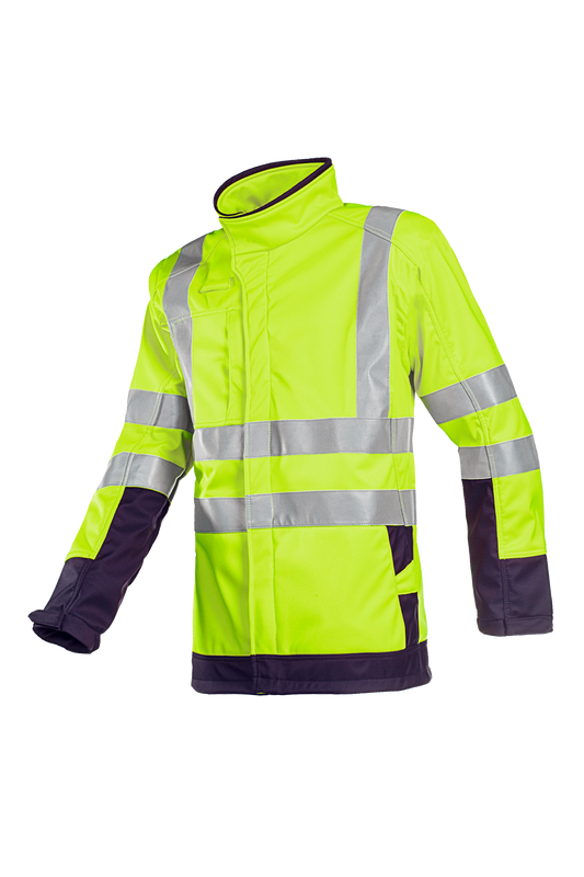 Sioen Jassen Playford softshell Multinorm ARC HiVis inritsbaar fluo geel-marineblauw