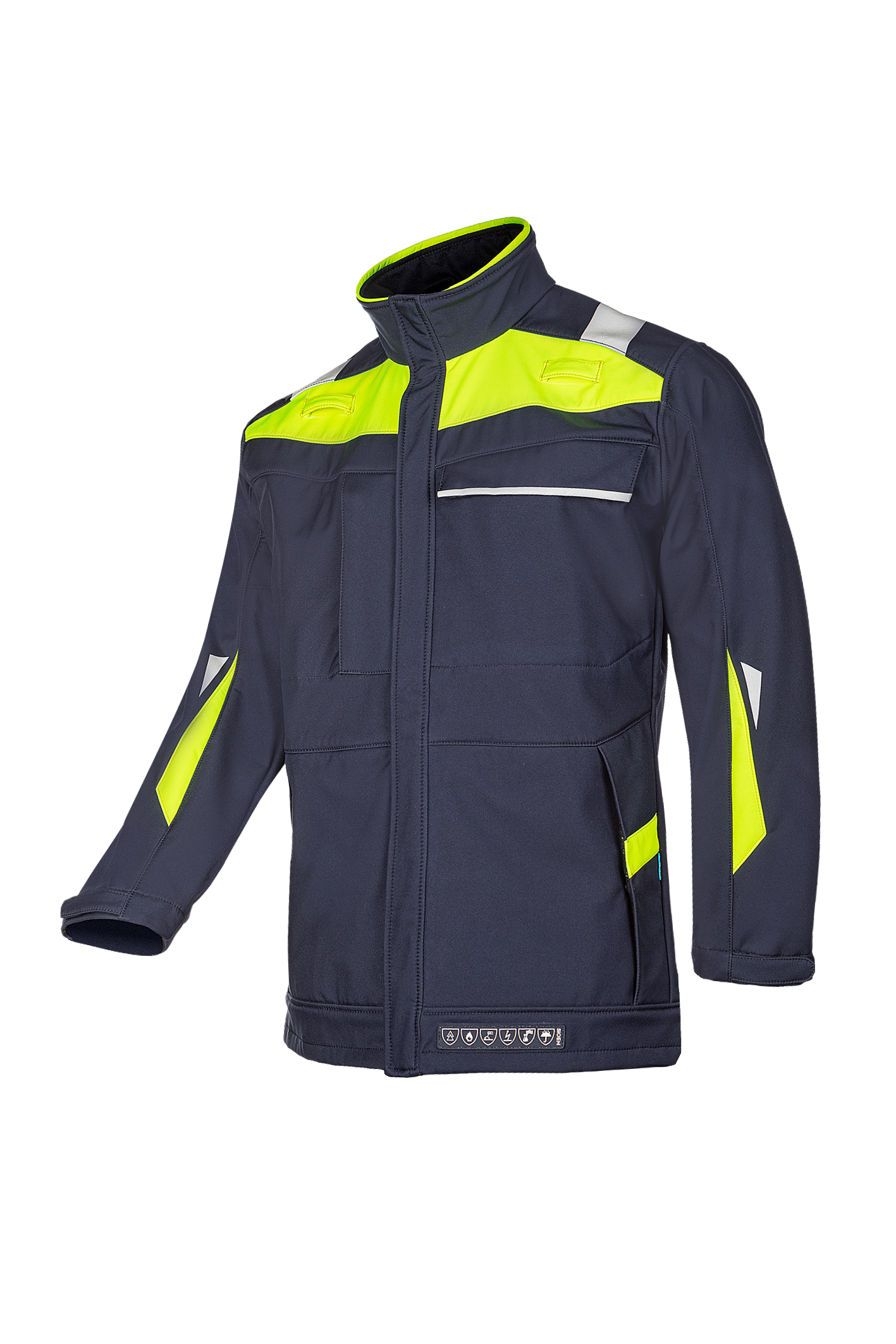 Sioen softshell Umiat multinorm marineblauw-fluo geel