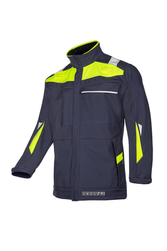 Sioen softshell Umiat multinorm marineblauw-fluo geel