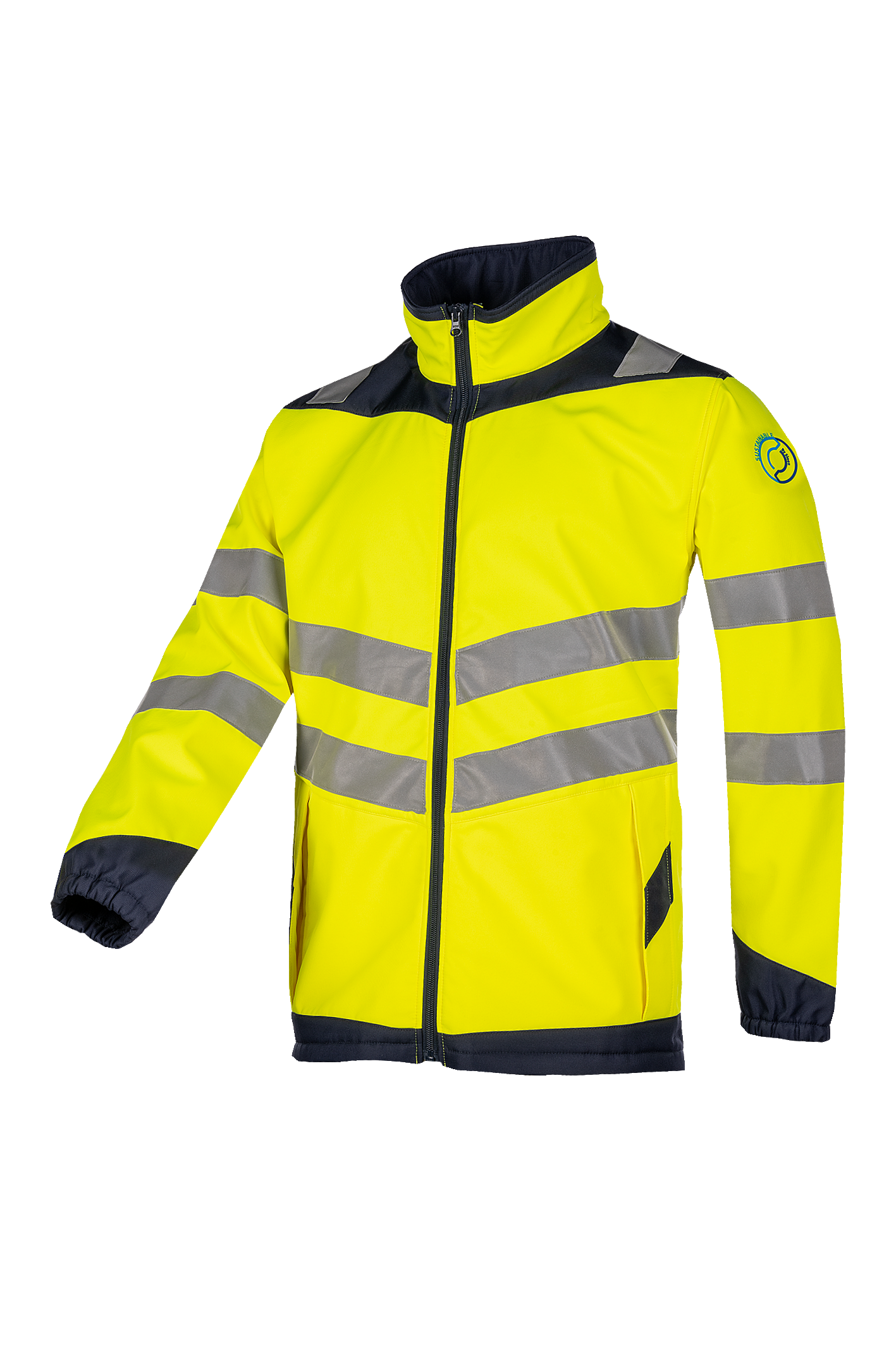 Sioen softshell Aborg HiVis fluo geel-marine