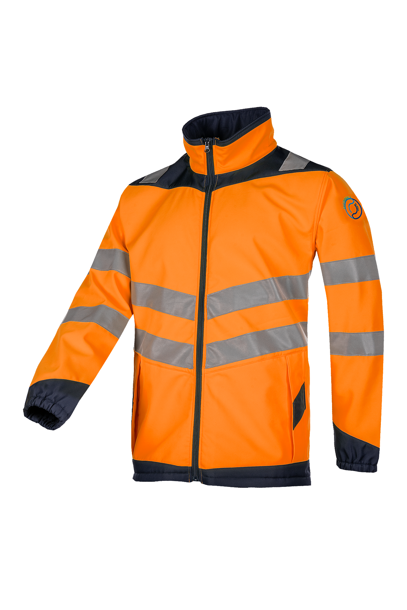 Sioen softshell Aborg HiVis fluo oranje-marineblauw