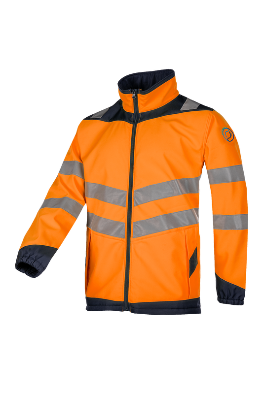 Sioen softshell Aborg HiVis fluo oranje-marineblauw