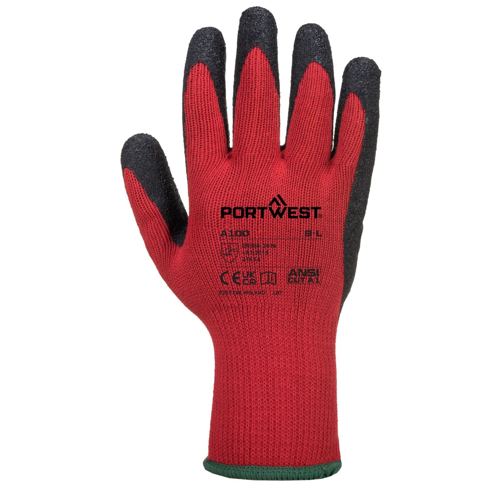 Portwest Handschoenen A100 rood-zwart(R8)