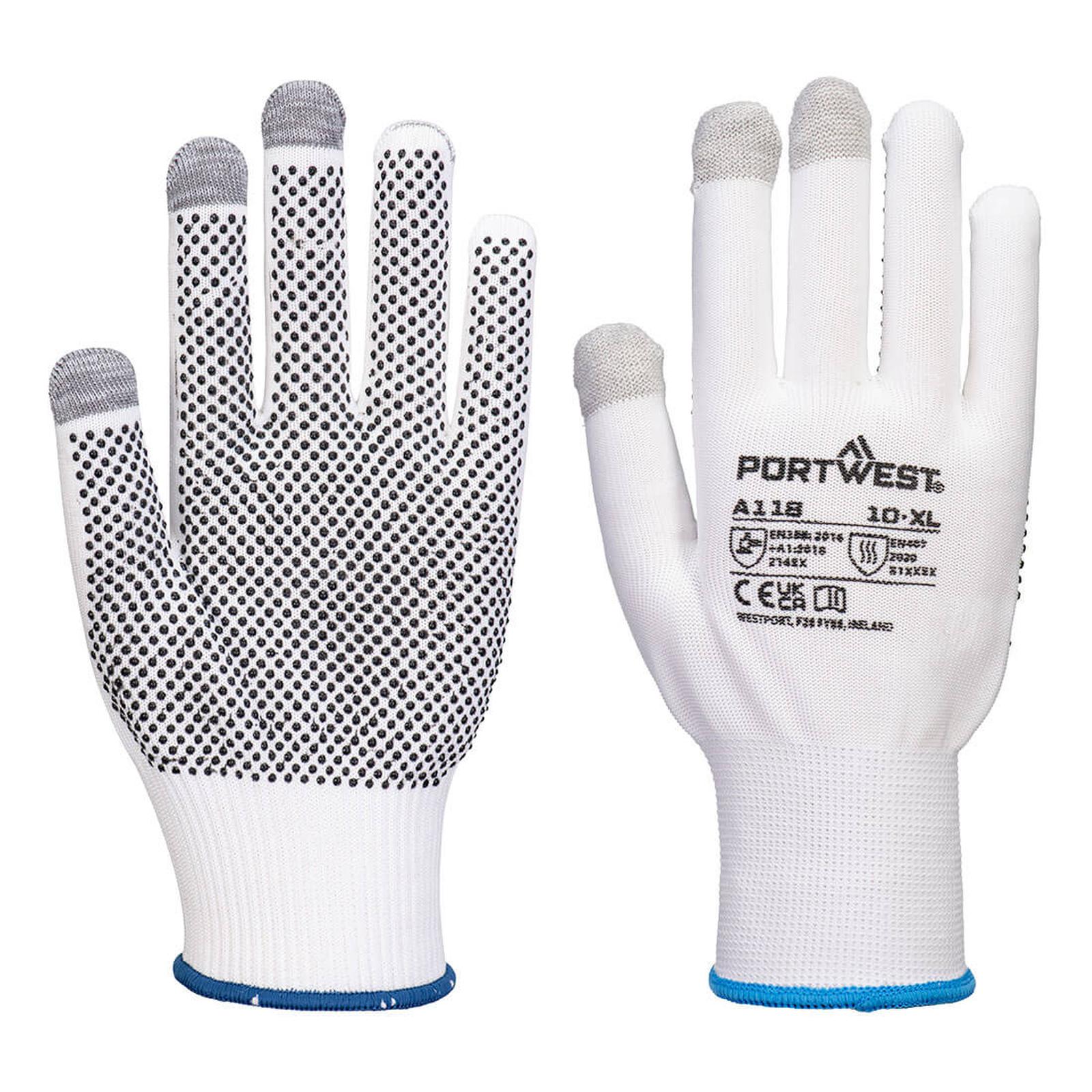 Portwest handschoenen A118 hitte touchscreen 12pk wit-grijs(W7)