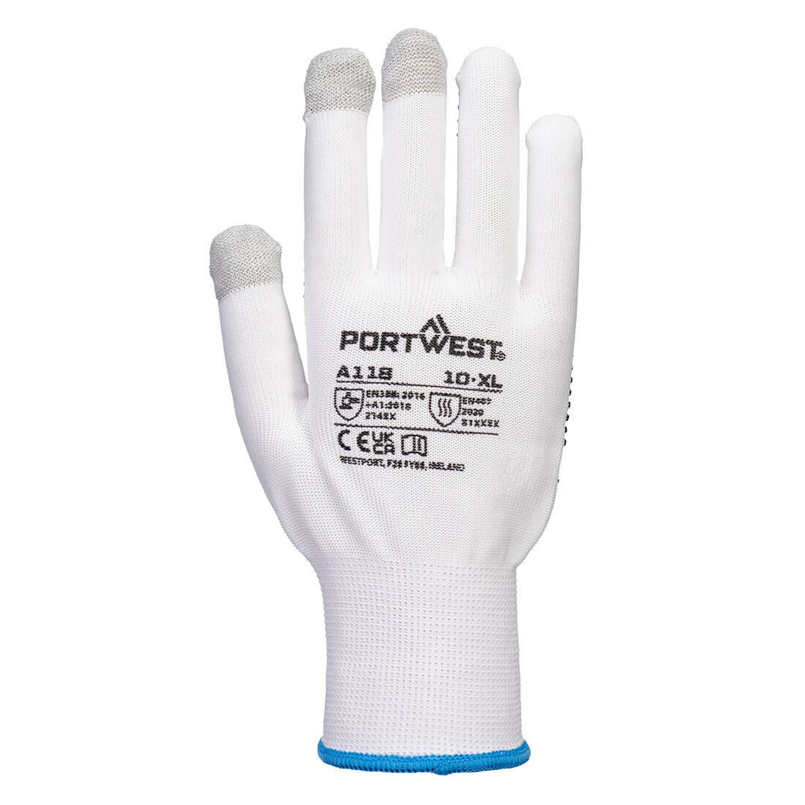 Portwest handschoenen A118 hitte touchscreen 12pk wit-grijs(W7)