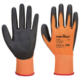 Portwest Algemeen Gebruik Handbescherming Handschoen A120 PU Palm oranje-zwart(O8)
