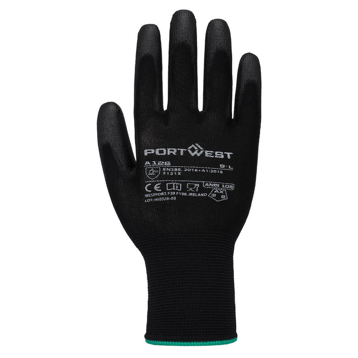 Portwest Algemeen Gebruik Handbescherming Handschoen A126 Grip 13 Nylon PU zwart(BK)