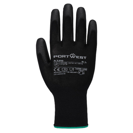 Portwest Algemeen Gebruik Handbescherming Handschoen A126 Grip 13 Nylon PU zwart(BK)